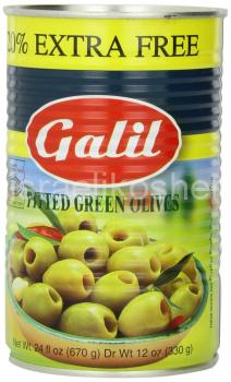 Kosher Galil olives green pitted olives 24 oz