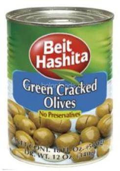 Kosher Beit Hashita Green Cracked Olives 18 oz