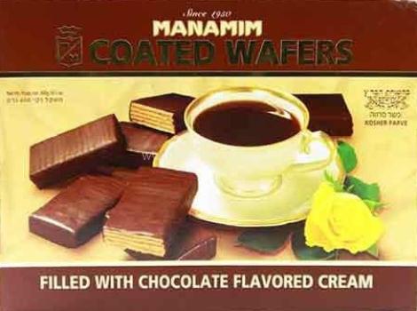 Kosher Manamim Coated Wafers Filled With Chocolate Cream 14.1 oz.