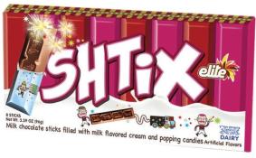 Kosher Elite SHTIX Milk Chocolate Sticks with Milk Flavored Cream & Popping Candies 3.39 oz