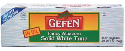 Kosher Gefen Fancy Albacore Solid White Tuna in Oil 3 - 3 oz Pack