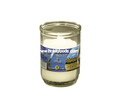 Kosher Menora Memorial Candle Burns up to 48 hrs (glass)