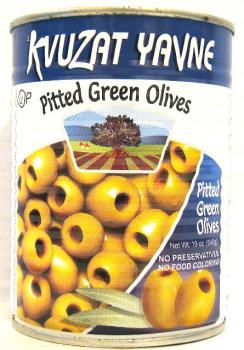 Kosher Kvuzat Yavne Pitted Green Olives 19 oz
