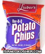 Lieber's bbq potatoe chips 21 grams kp