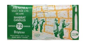 Kosher Menora Deluxe Shabbat Candles 72 ct